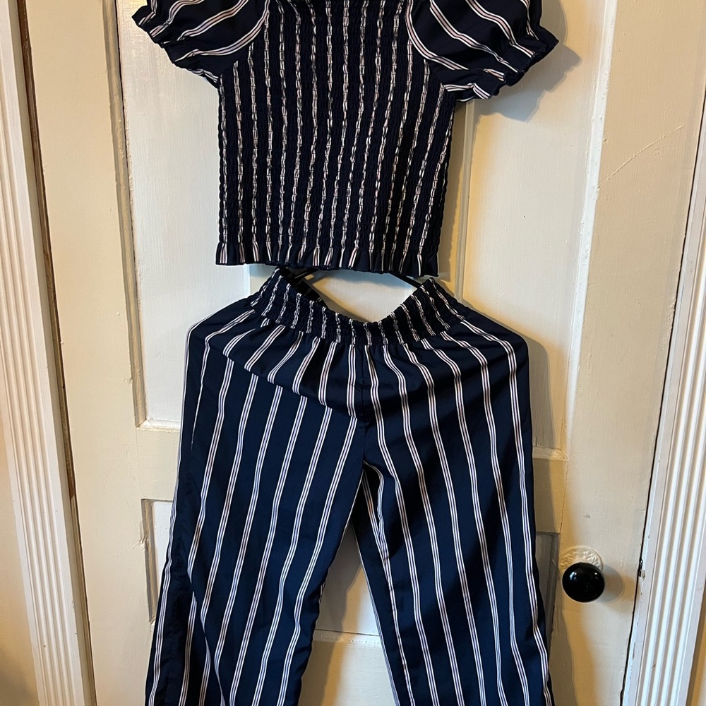 Stylish Kids Striped Set in Navy and White